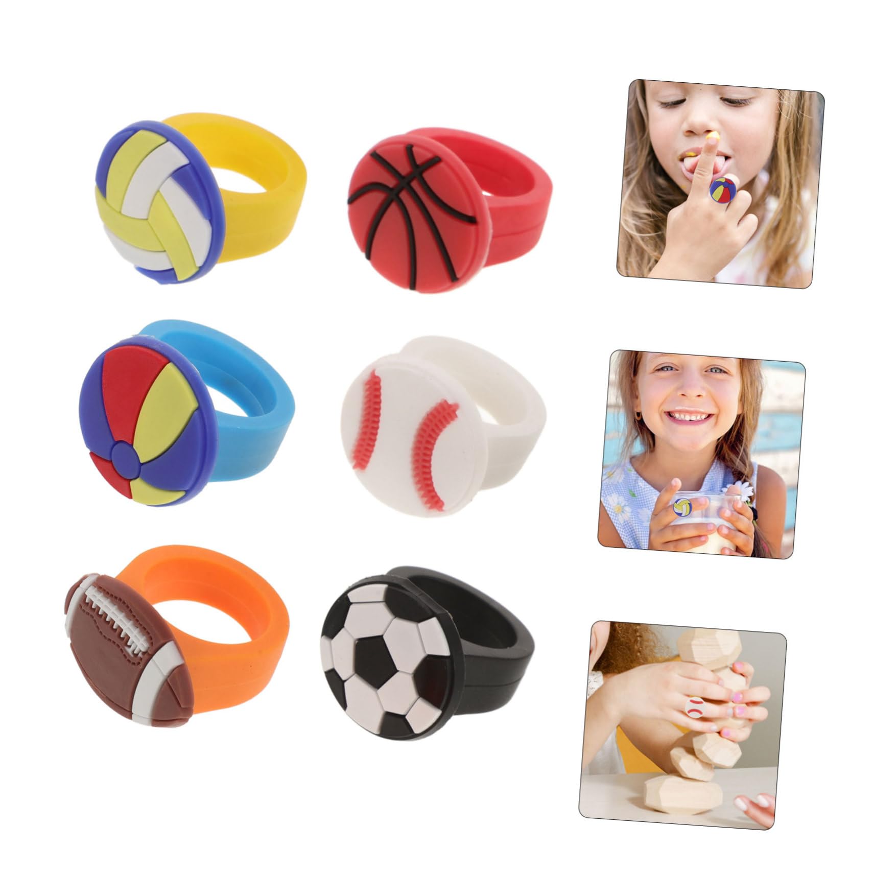BESPORTBLE 6 Piezas Anillos Deportivos PVC Fútbol Baloncesto Voleibol Béisbol Pelota Flotante Rugby