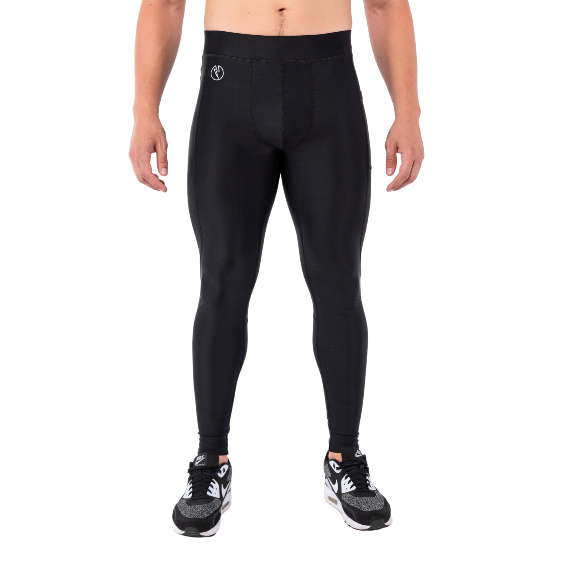 Kapow Meggings Men's Midnight Black Performance Leggings With Pockets & Pad - Padded Compression Leggings For Athletic Clothing With Enhanced Comfort