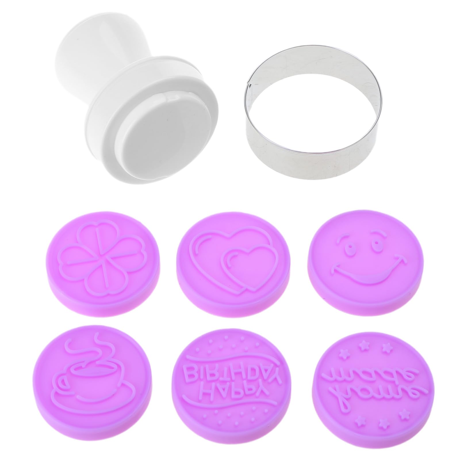 LiRRvb 6Pcs Cake Mold Press Flower Bakeware Cookie Cutter Decor Hand Pressure Biscuit Kitchen Gadget Christmas Stamps for Baking Press Round Flower