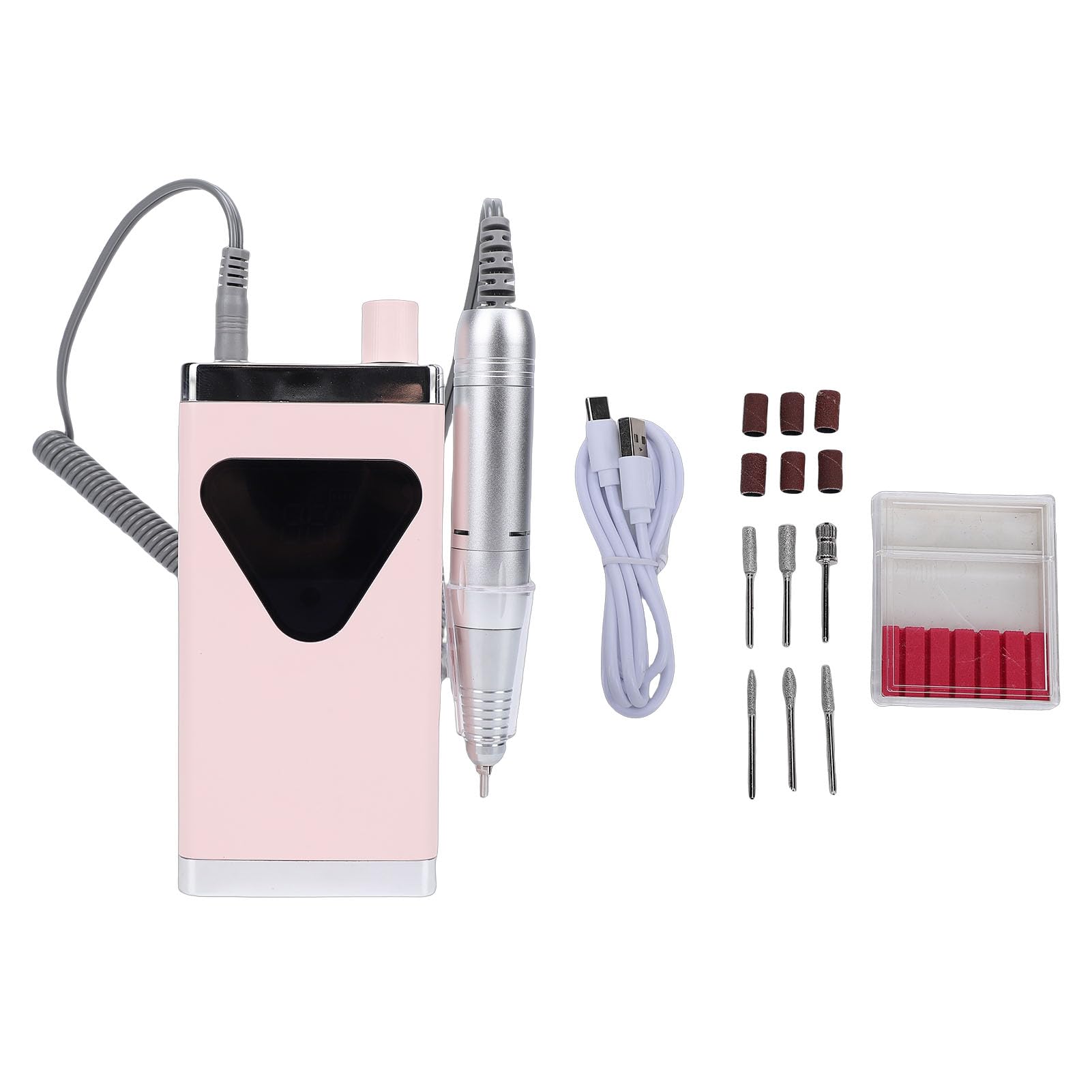 Trapano Elettrico per Unghie, Smerigliatrice per Unghie Portatile 45.000 Giri/min, Strumento Professionale per Pedicure e Manicure con Batteria Agli Ioni di Litio 3.000 MAh e Schermo (Roseo)