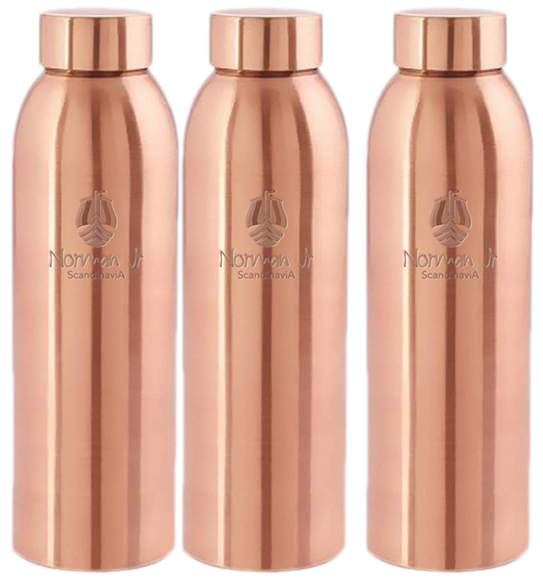 NORMAN JR, KTY Collection - Exotic Water Bottle 1 LTR Extra Large Pack of 3 Pcs - an Ayurvedic Pure Copper Vessel - Drink More Water, Lower Your Sugar Intake and Enjoy The Health Benefits Immediately