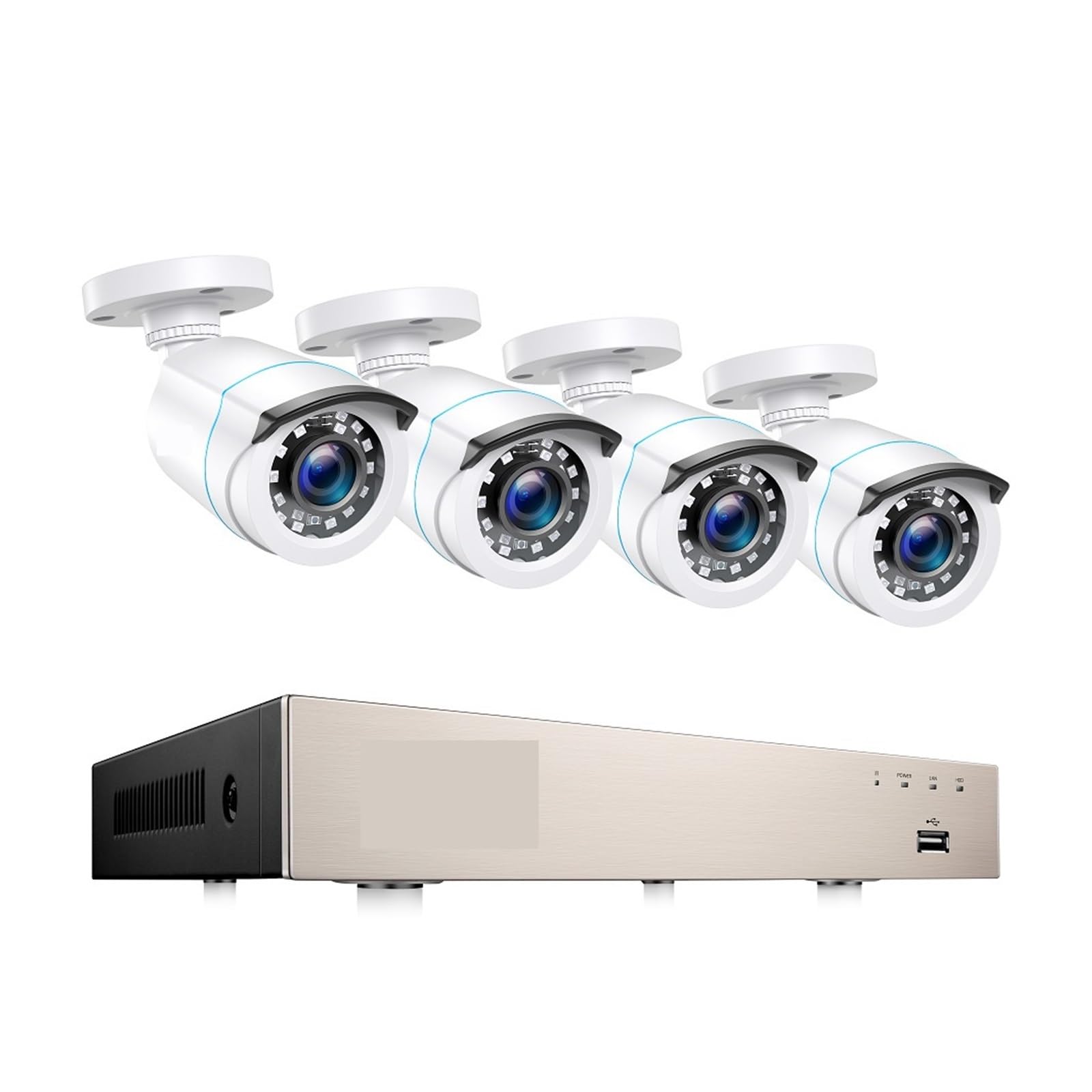 1080P 8CH TVI CCTV System Kamer Bezpieczeństwa Zestaw DVR Na Zewnątrz Kryty Dom Z Wodoodpornym Noktowizorem(2T,4cams White)