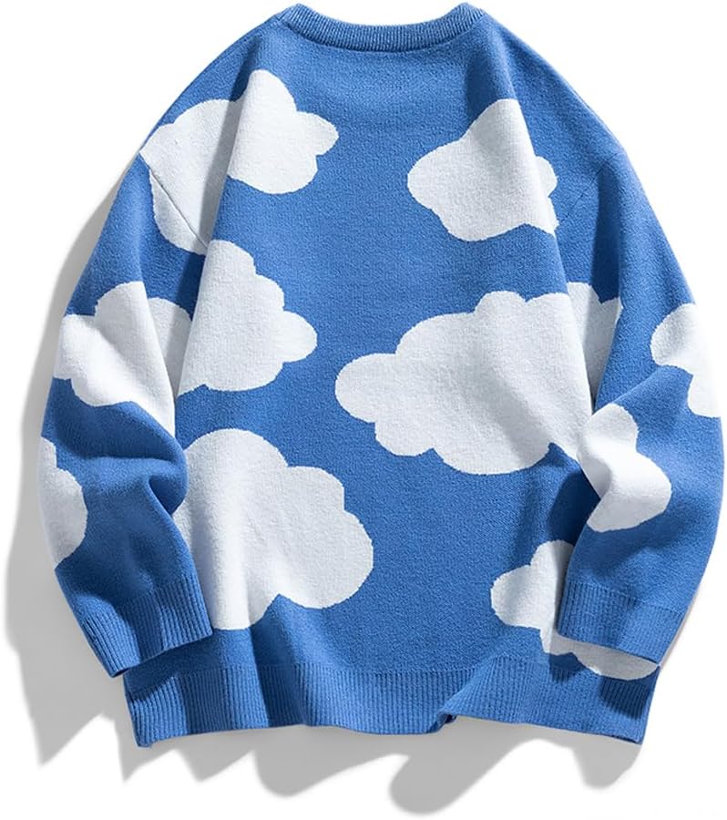 Men's Oversized Cloud Sweaters Long Sleeve Crewneck Graphic Pullover - Image 3