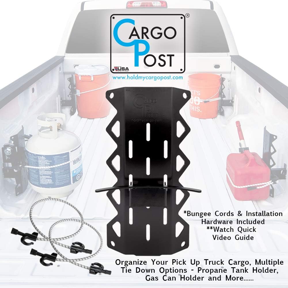 Gas Can Holder for Truck Bed, Tie Down Anchors, Propane Tank Holder - Cargo Post Kit That Holds Down Your Truck Cargo Securely and Installs in Minutes