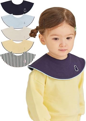 Miniatura 19 de Konny Juego de baberos para bebé, rotación de 360°, bandana suave y absorbente para niños y niñas, esenciales para bebés Baya roja, punto gris rosa,