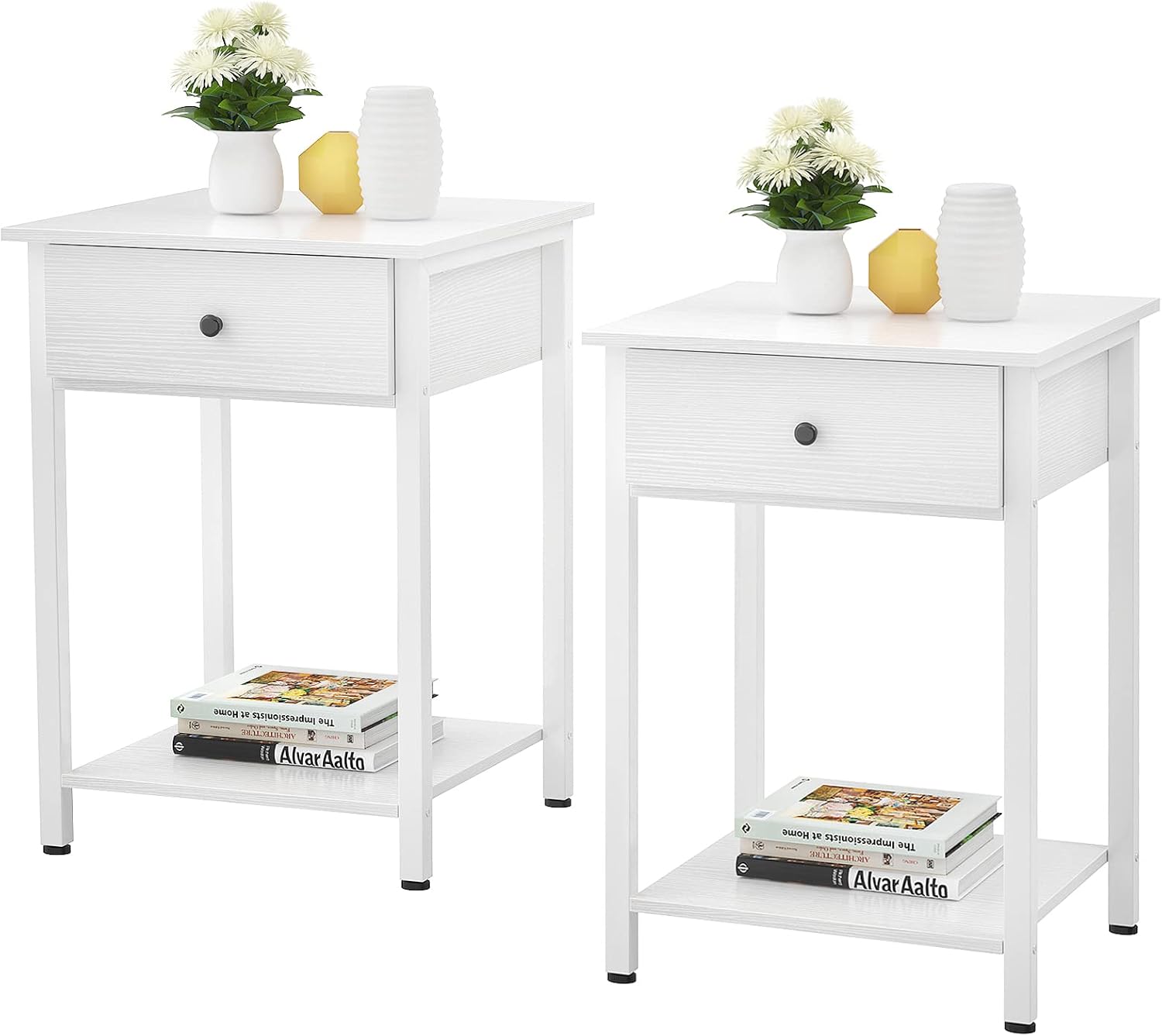 Amazon.com: Ecoprsio Nightstand Set of 2 White End Table Side Table ...