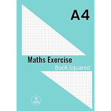 Maths Exercise Book Squared A4 5mm Square Grid Paper Notebook for Mathematics Math, Science, Graph, Writing Pad 100 Pages Blue