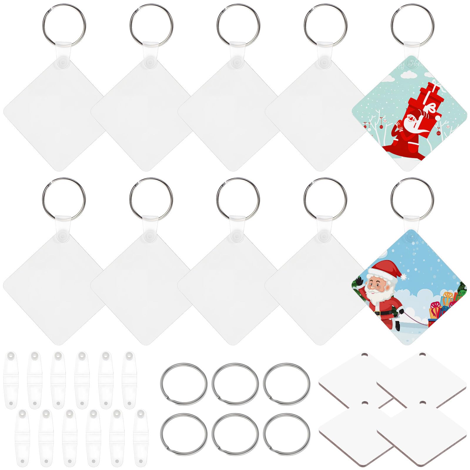 NOLITOY Llaveros Cuadrados Sublimación Doble Cara para Bricolaje, 40 Piezas Acrílicos Transparentes, Adornos Versátiles para Manualidades y Mochilas, Suministros Artesanales para Obsequio