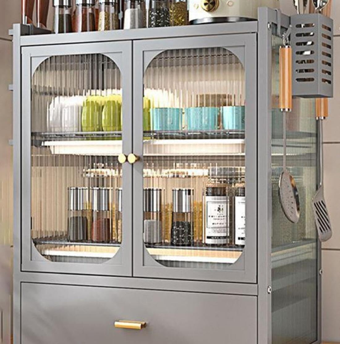 Escurridor de platos de cocina con cajón, bandeja de drenaje desmontable, paneles de policarbonato para mostrador de armario y elegante organizador de secado de platos para uso doméstico y restaurante