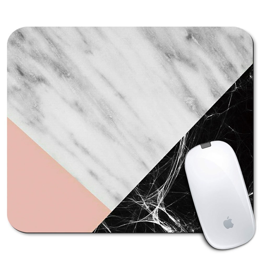 Personalized Rectangle Mouse Pad, Printed Cute Black Marble Pattern, Non-Slip Rubber Comfortable Customized Computer Mouse Pad (9.45x7.87inch)