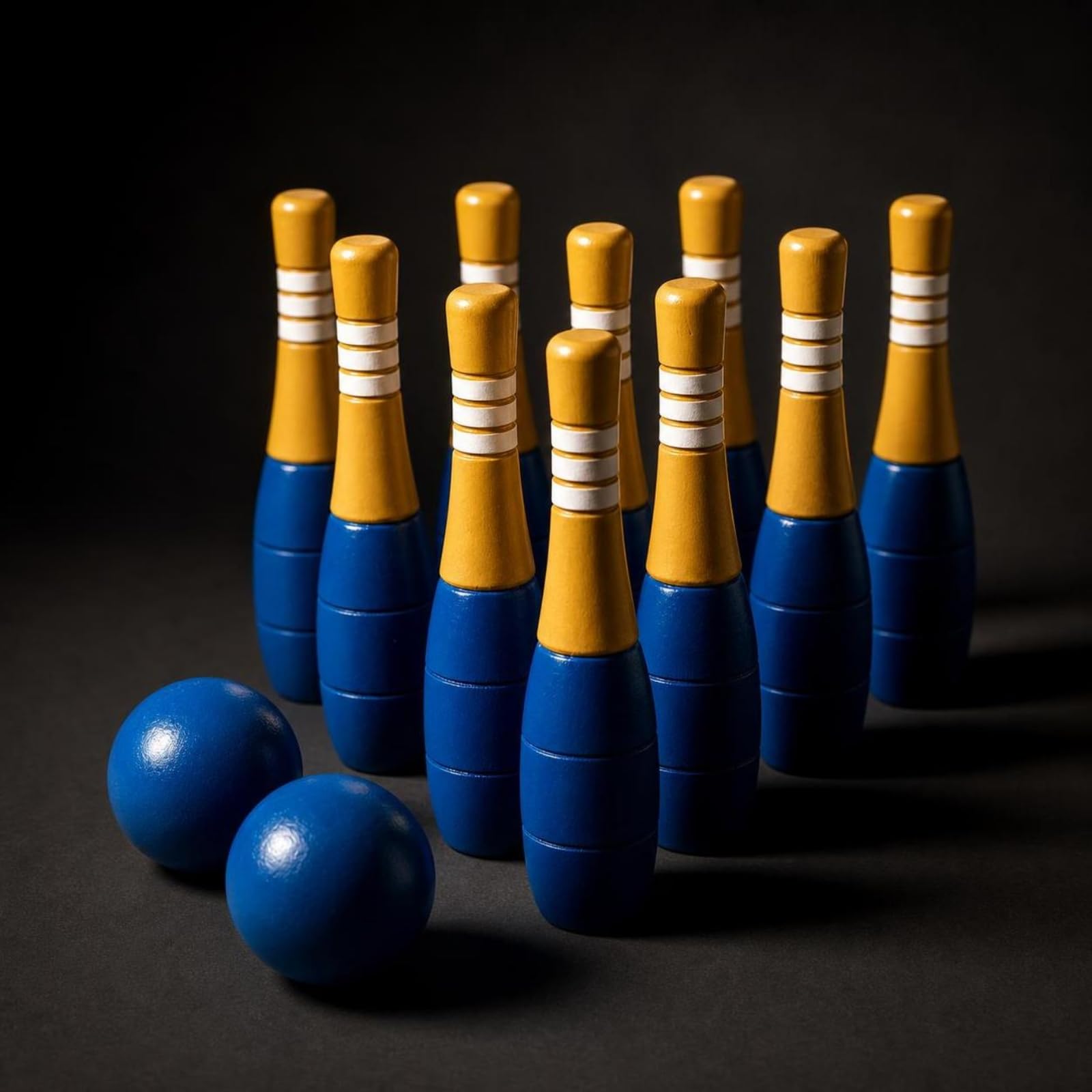 Kinder Bowling Spiel Kegelset Kegelbahn Bowlingset Bowlingpins aus Holz für Geschicklichkeit Räumliches Verständnis Sanftes Spiel Im Innenbereich für Kleinkinder Wohnzimmer