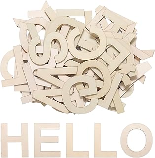 52 Pcs Wooden Letters, 4" Capital Wooden Letters for Crafts, Unfinished Wood Alphabet for Painting, Letter Board, DIY Arts or Wall Decor