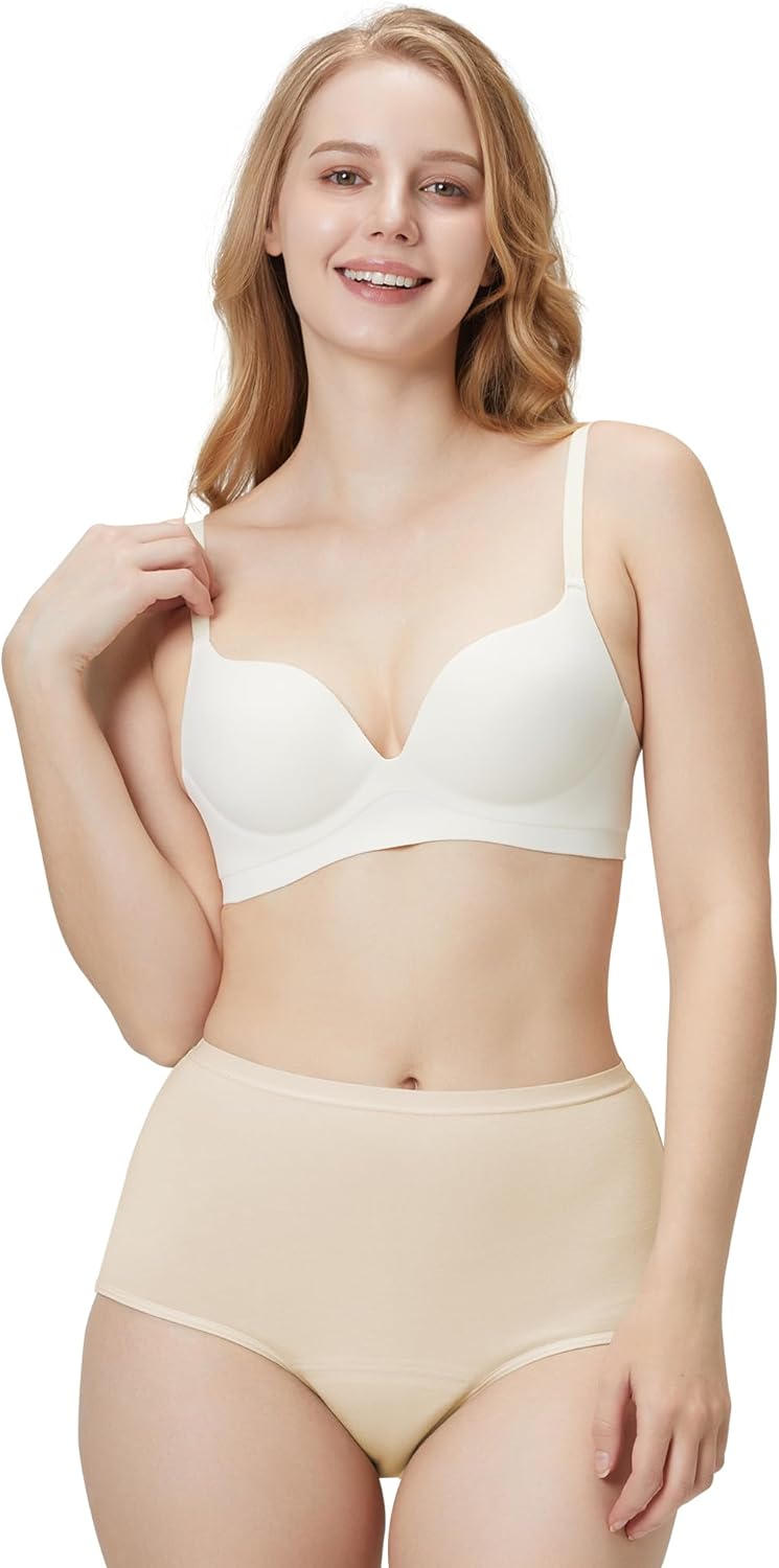 BATTEWA Washable Incontinence Underwear for Women, Leak-Proof High-Waisted Cotton Underwear for Women Provides 50ml Bladder Leak Protection. (2Beige,X-Large)