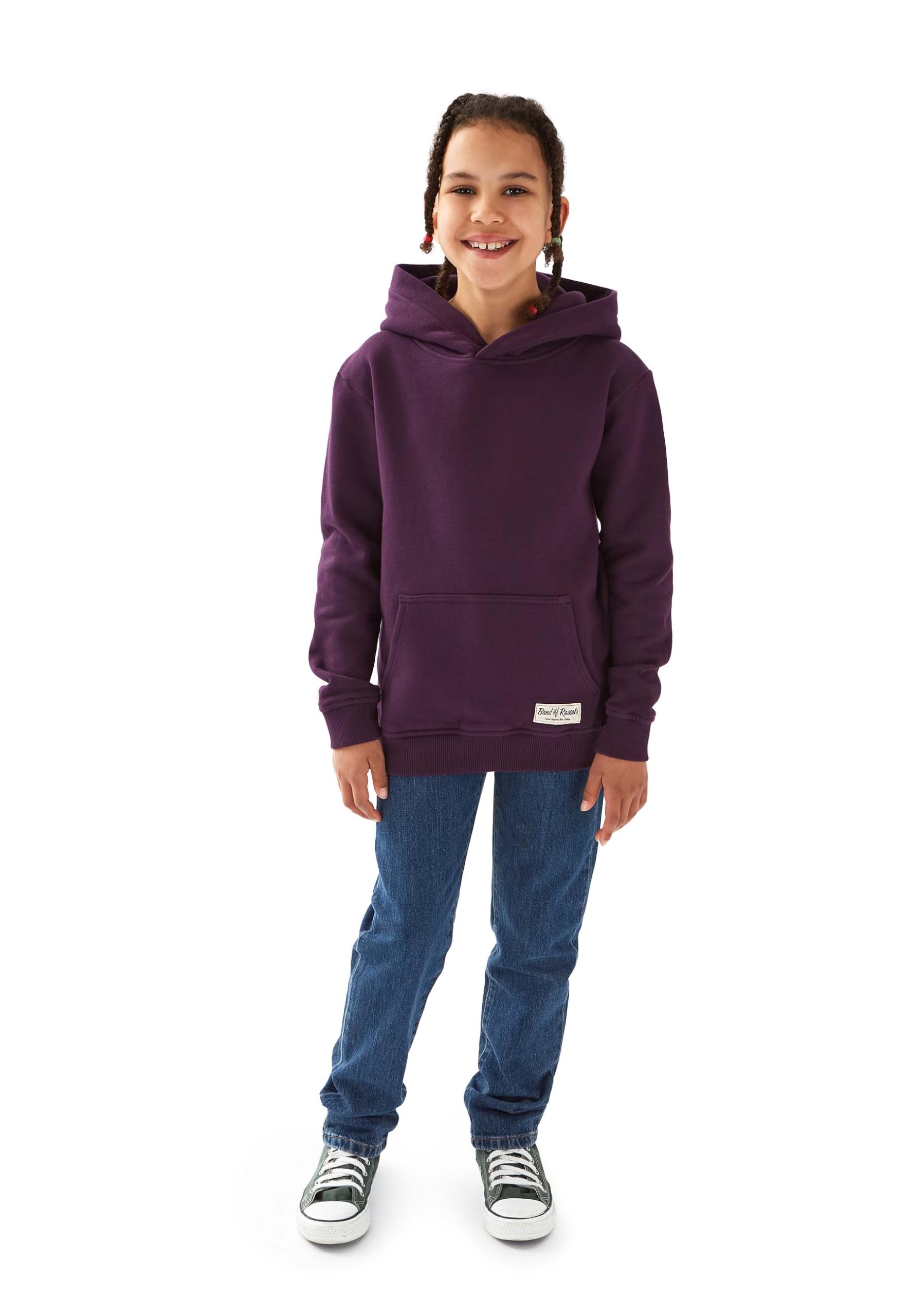 Band of Rascals Dziecięca bluza z kapturem Plain z bawełny organicznej, ciemnofioletowy, 98-104