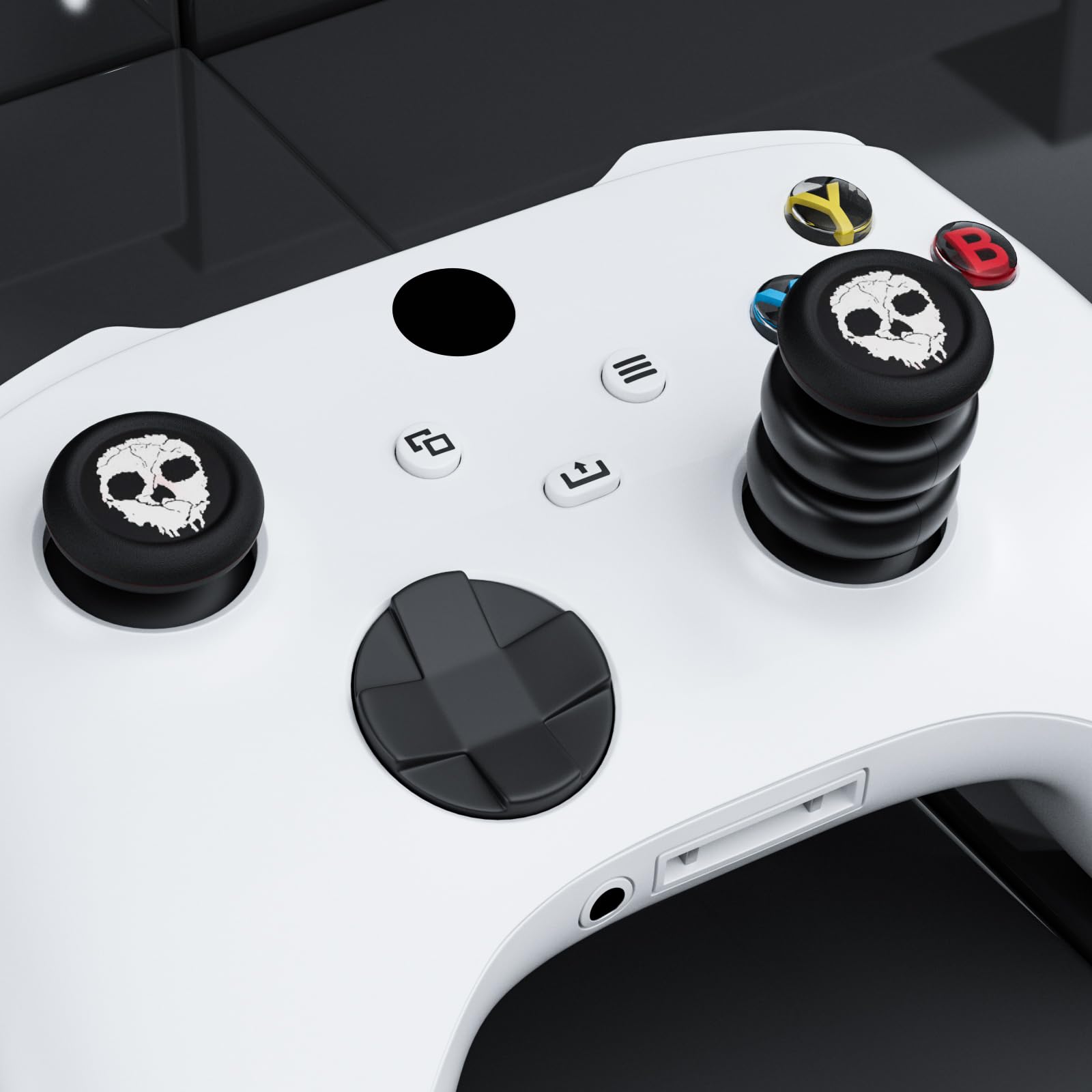 Extensor de pulgar que no se cae y funda de agarre de silicona, 2 juegos para Xbox Series X/S y Xbox One S/X (blanco fantasma)