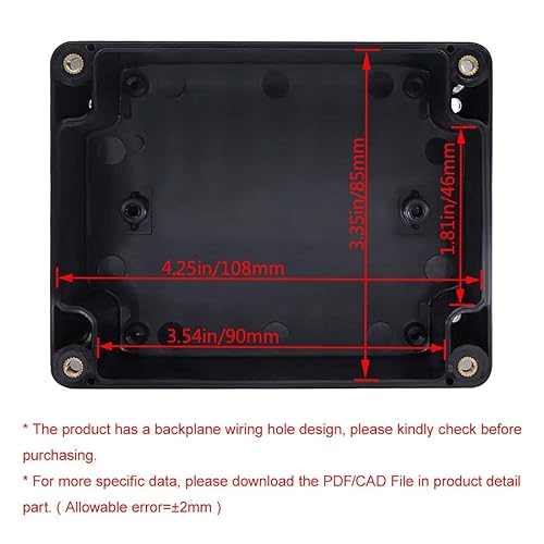 Miniatura 2 de LeMotech Project Box - Caja de conexiones eléctricas de plástico ABS IP65, impermeable, a prueba de polvo, para electrónica, color negro, 4.5 x 3.5