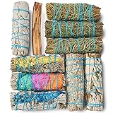 10 Sage Smudge Sticks ~ White Sage, Rosemary, Cedar, Juniper, Palo Santo, 3 Flower Sages, Blue Sage, Yerba Santa | Smudge Kit Unique Natural Sage Bundles Sustainably Sourced Smudging Cleansing