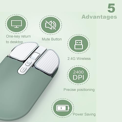 Miniatura 3 de Ratón inalámbrico recargable de 2.4G con receptor USB, un clic para volver al escritorio, botón de silencio, ahorro de energía, 2400 DPI óptico