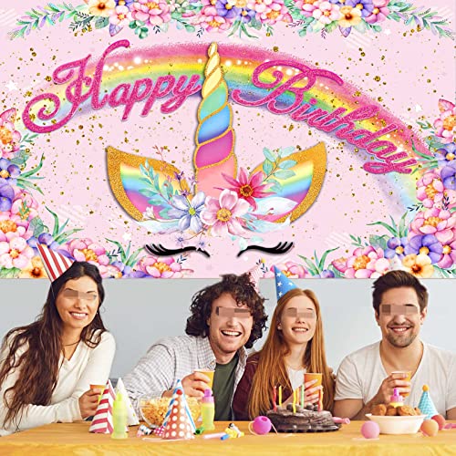 Dicodes Unicorn Birthday Decorations For Girls,Unicorn Birthday Banner,Unicorn Theme Princess Birthday Decorations For Girls #TOP7