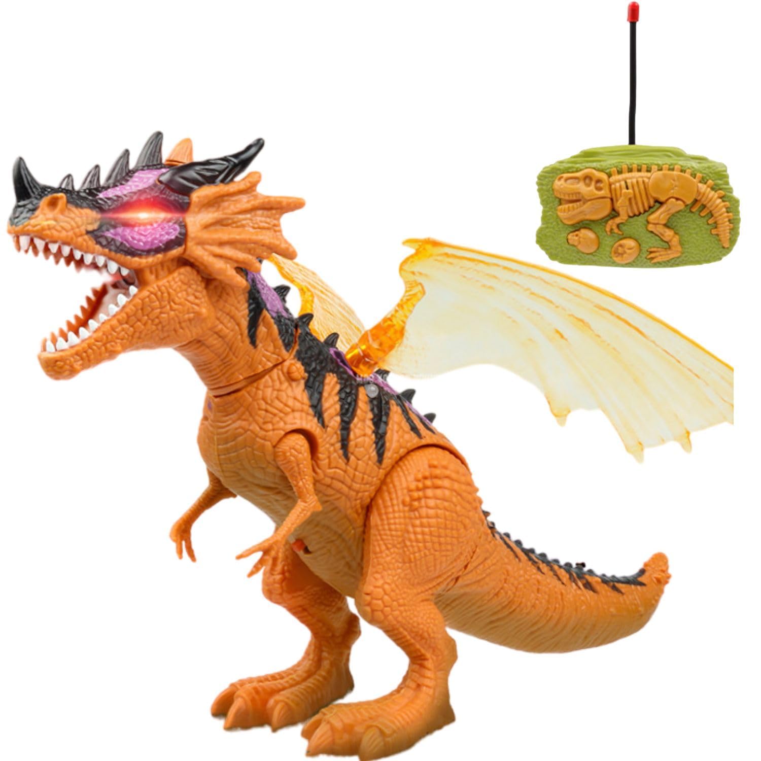 Star Impex Walking Dinosaur Toy with Realistic Sound & Smoke Spray | Remote Control Dinosaur Toy, Motorized Walking Dinosaur with Light & Sound for 3+Years Old Kids (Brown)