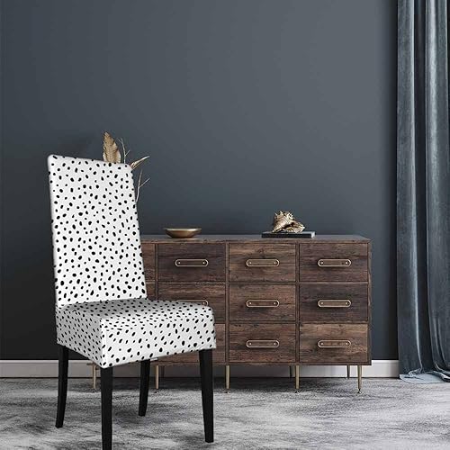 Miniatura 2 de 1 paquete de fundas para sillas de comedor con estampado de leopardo blanco y negro, diseño de piel de animales salvajes, arte manchado, corto,