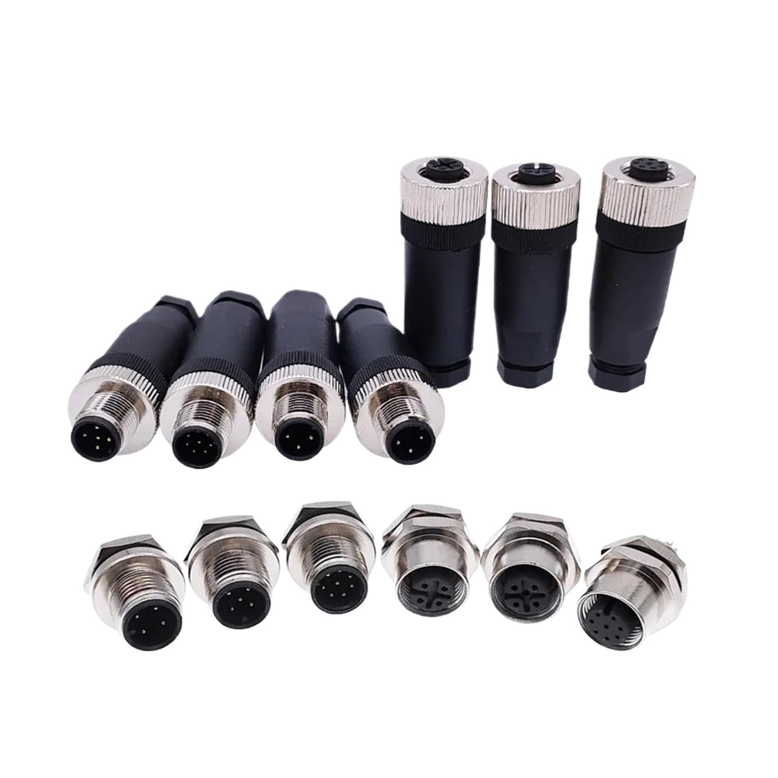 Conector M12 impermeable con acoplamiento roscado seguro y cabezal para tornillos 4