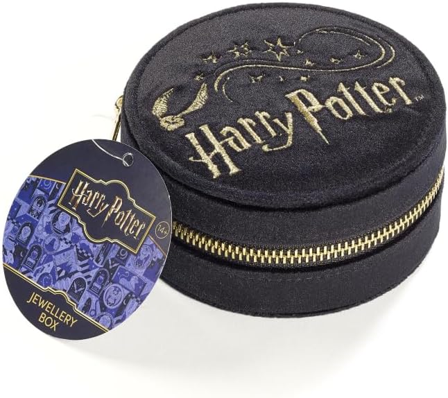Harry Potter & Golden Snitch Black Embroidered Jewellery Box by The Carat Shop