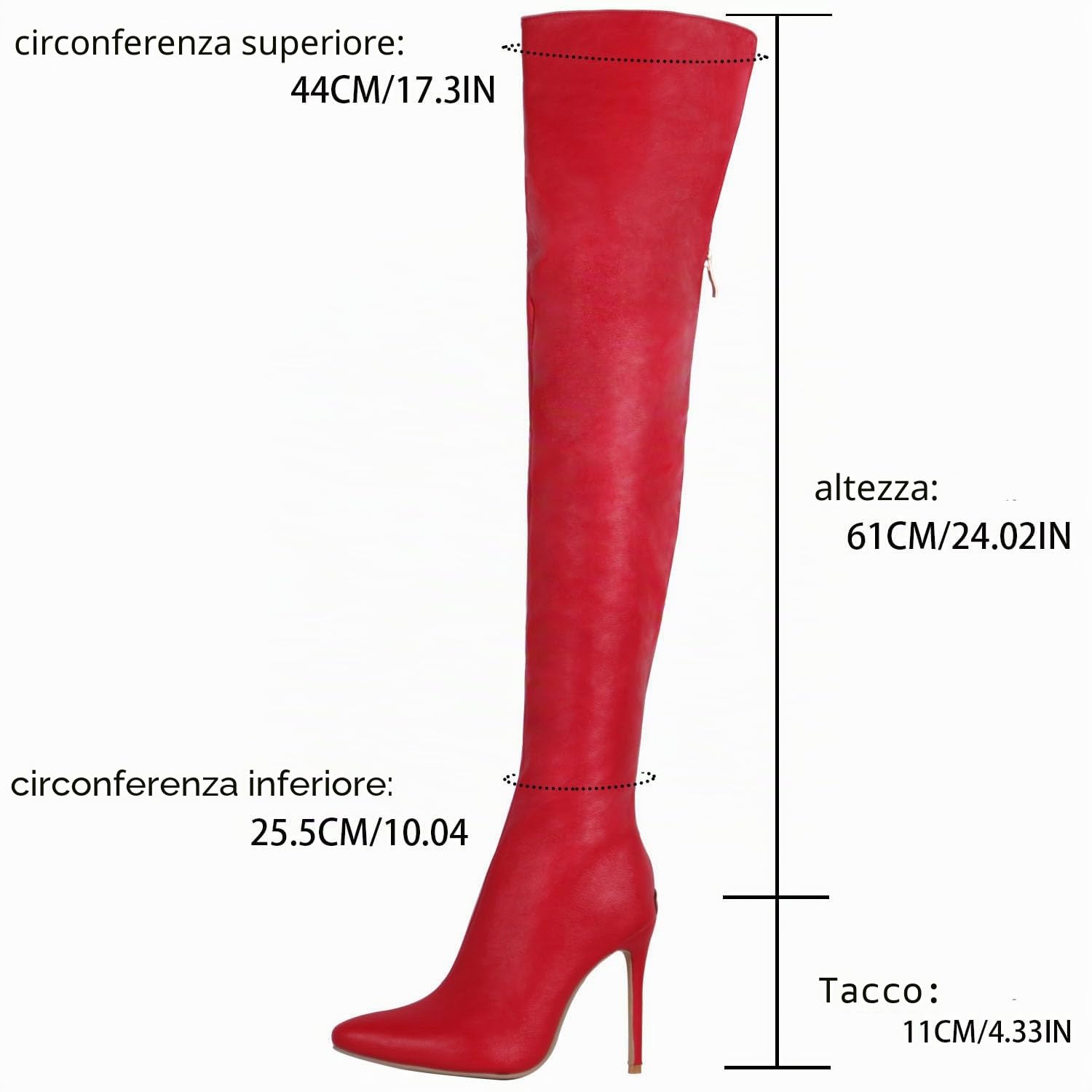 Ulalaza Stivali da donna in pelle da donna sopra gli stivali allungati gambe sexy stivali tacchi alti stivali invernali con cerniera a punta per il matrimonio e vocazione