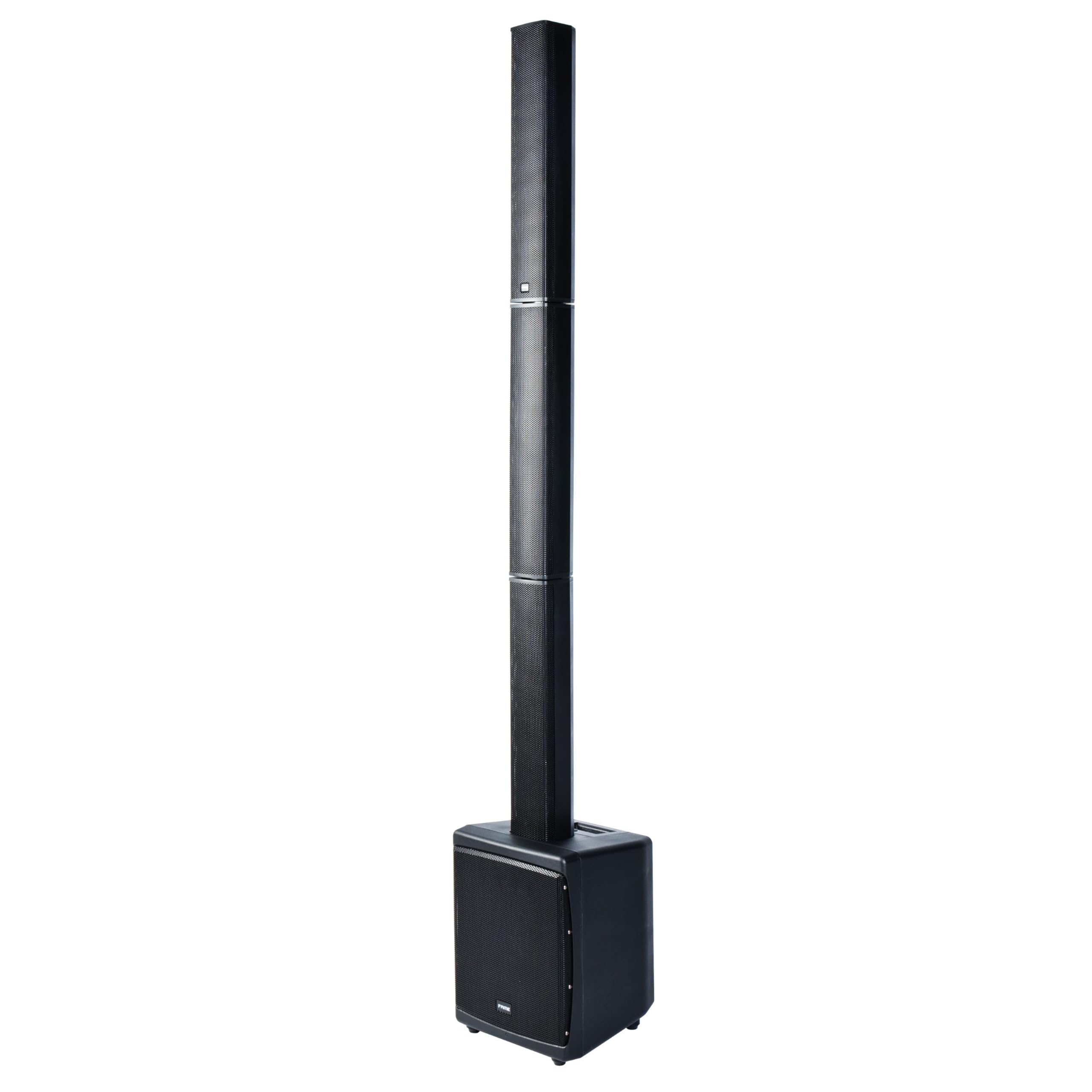 Fame Audio Everest 8 Mobile Akku Lautsprecher, Aktives PA Säulensystem, 200W RMS 800W Peak, 8 Zoll Subwoofer, 6X 2,75 Zoll Wideband Satellit, Bluetooth, 90° Abstrahlwinkel, Leichtgewicht 14.5kg
