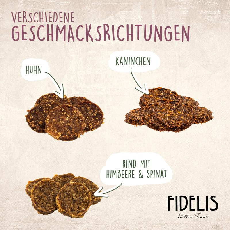 Fidelis - Pferdeburger Häppchen Kürbis & Birne für Hunde im praktischen 1kg-Eimer - Luftgetrocknete Hunde Leckerlis aus 100% natürlichen Rohstoffen