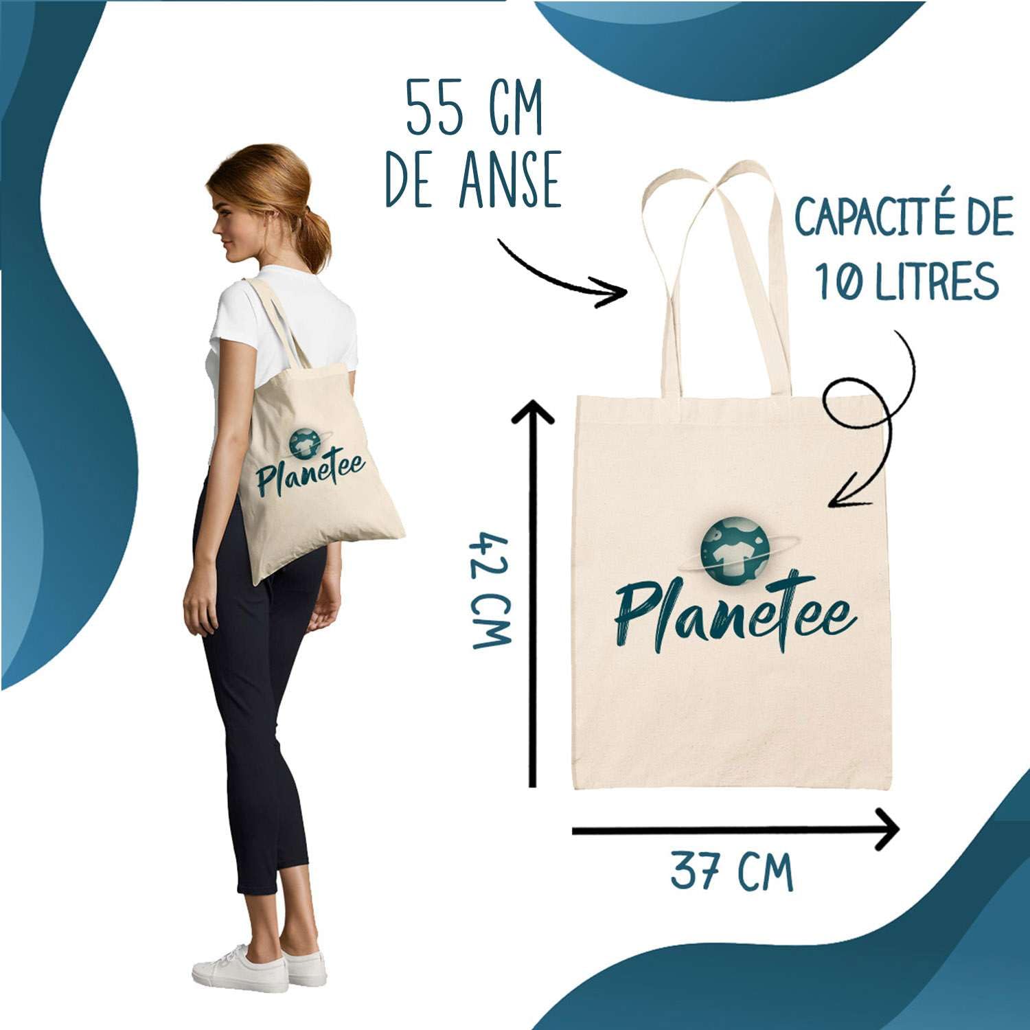 Sac Cabas de Plage Maitresse | Toile de Jute Coton Courses Idée Cadeau Collègue Travail Métier École Fin D’année Merci