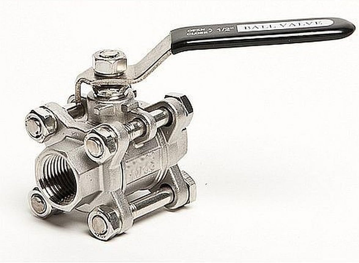 1/2" Stainless Steel Ball Valve - 3-Piece - 304