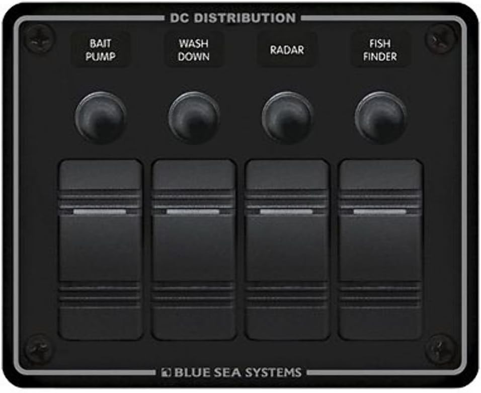 Blue Sea Systems 8372 Water Resistant Circuit Breaker Panel 4 Position-Black