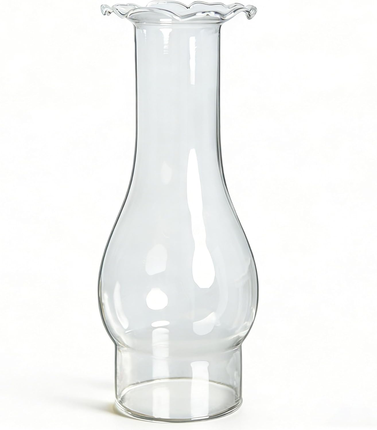 Oil Lamp Chimney Replacement 3 inch Base × 9 inch Height Clear Glass Crimped Top Chimney for Old Kerosene Lamps and Size #2 Burners