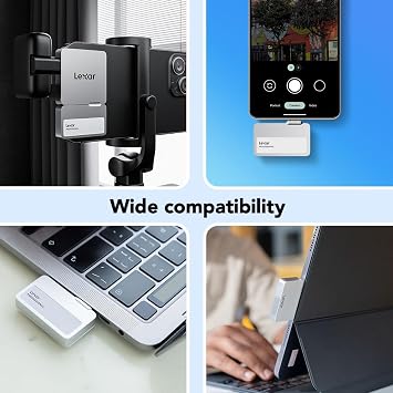 Lexar Professional Go Portable SSD with HUB 1TB, Ultra-Compact,Up to 1050MB/s Read and 1000MB/s Write, USB 3.2 Gen 2,for iPhone 15/16, Silver