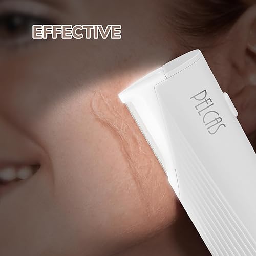 Miniatura 2 de PELCAS Kit de herramientas de dermaplaning eléctrico con luz LED, mini maquinilla de afeitar de dermaplaning facial, sin dolor de 3 velocidades,