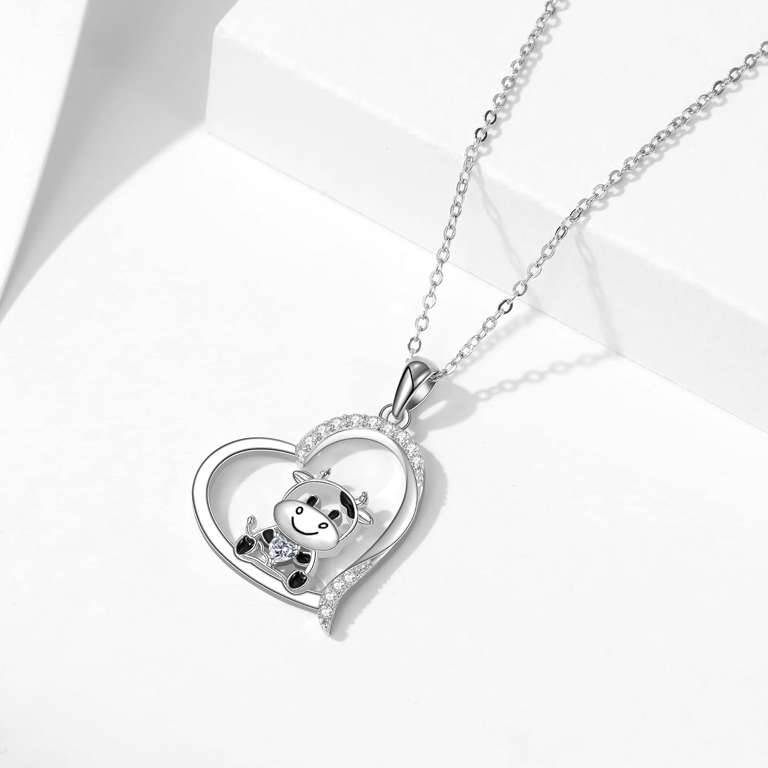 Cow and Highland Cow Necklace Sterling Silver S925 Jewelry Italian Horn Pendant for Women - Image 2