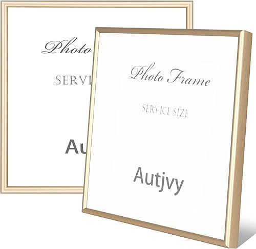 Vista 7 de Marco de fotos de 4 x 6 pulgadas, color dorado mate, moderno, simple, delgado, de aluminio, con vidrio real HD, pantalla para collage de mesa