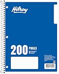 Hilroy 1-Subject Un carnet de bobines, 8" x 10.5" Taille de la feuille, large règle, 3-Hole Coupé, 200 Pages/100 Feuilles, 1 Carnet de notes, Couvertures de couleurs assorties, Couleur Mai Varie (13224)