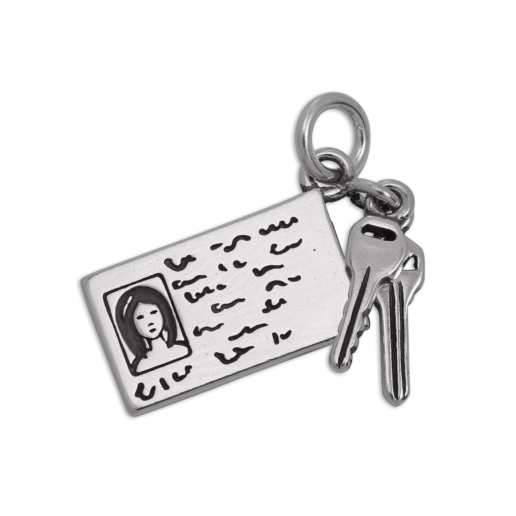 jewellerybox 925 Sterlingsilber Führerschein & Autoschlüssel Charm Anhänger