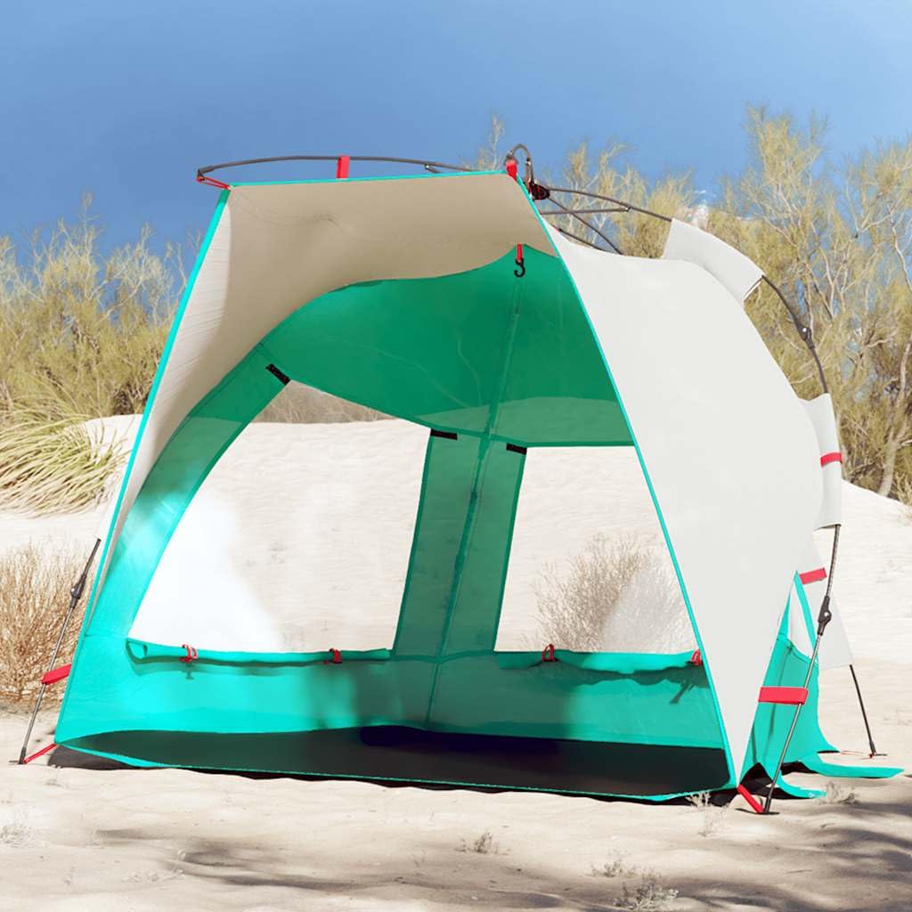 Namiot plażowy dla 2 osób, morska zieleń, Quick Release, namiot plażowy typu pop-up, wodoszczelny, poliester 190T z powłoką PU, przenośny namiot kempingowy dla dzieci, 200 x 128 x 146 cm