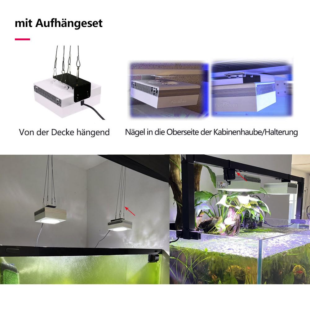 PopBloom 3 Stück RL90 WiFi led lampe aquarium aquariumbeleuchtung led aquarium beleuchtung Pflanzenaquariumleuchten für 150cm 5ft Süßwasser Pflanzte Aquarien