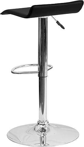 Miniatura 8 de Flash Furniture taburete alto de diseño contemporáneo vinilo negro ajustable con base cromada Vinilo Negro