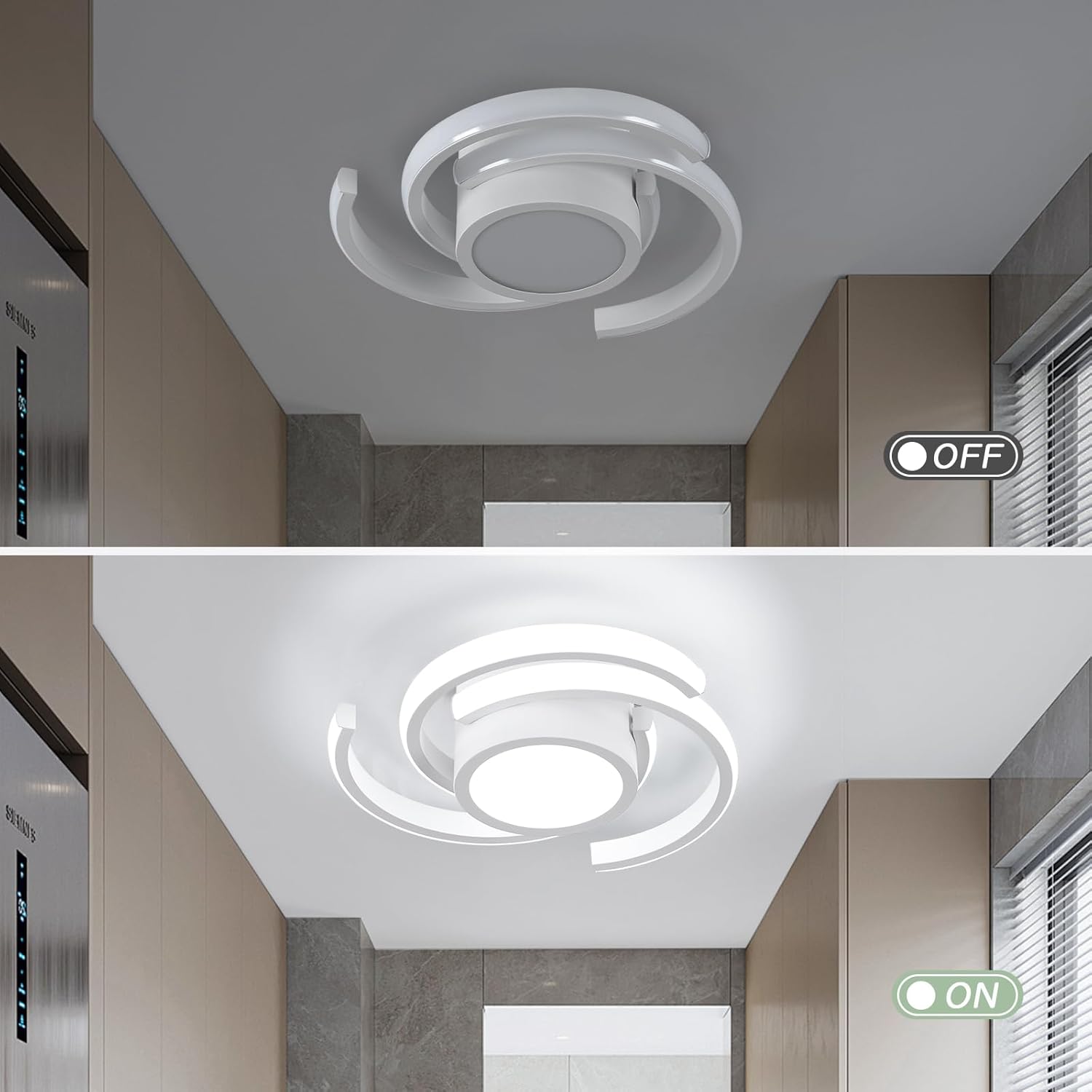 ADISUN LED Modern Ceiling Light,6000K Semi Flush Mount Ceiling Light Fixture,Unique White Ceiling Lights Fixtures for Living Room Bedroom Corridor Aisle Hallway Indoor Ceiling Lamp (D11 in*H3.9 in)