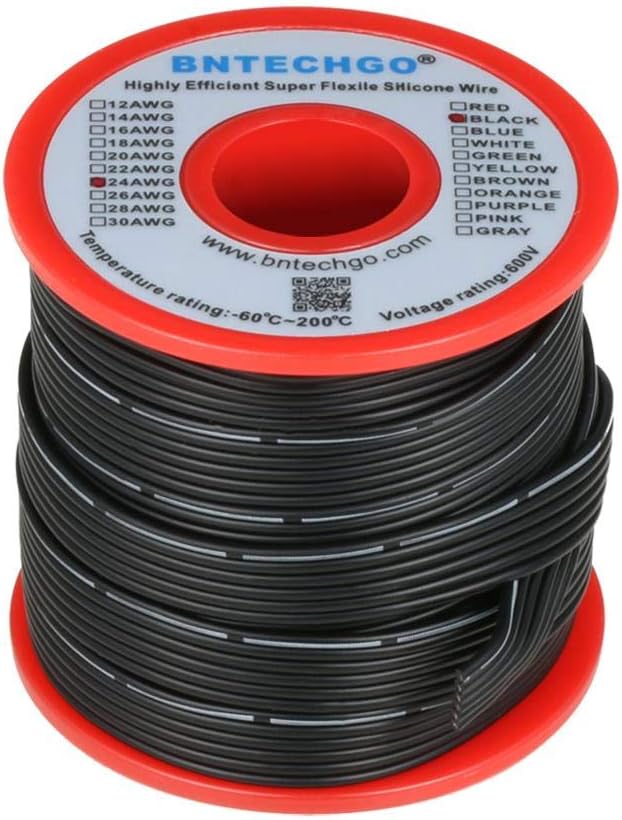 BNTECHGO 24 Gauge Silicone Ribbon Cable Copper Wire 6P Flat Cable 24