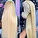 Swetcurly 13x4 Lace Front Wigs Straight Hair Glueless Lace Wigs Synthetic Long Silk Straight Natural Wig Heat Resistant Fiber 613 Blonde Wig With Baby Hair For Women 22 Inch
