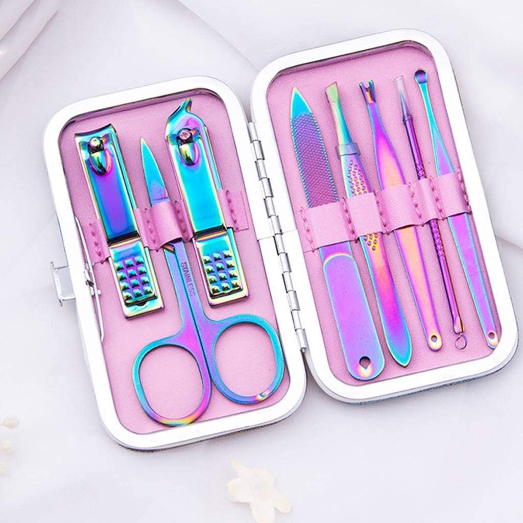 Chameleon Rainbow Nail Cuticle Pusher Clipper Scissor Nipper Tweezer Picker Steel Nail Art Tools