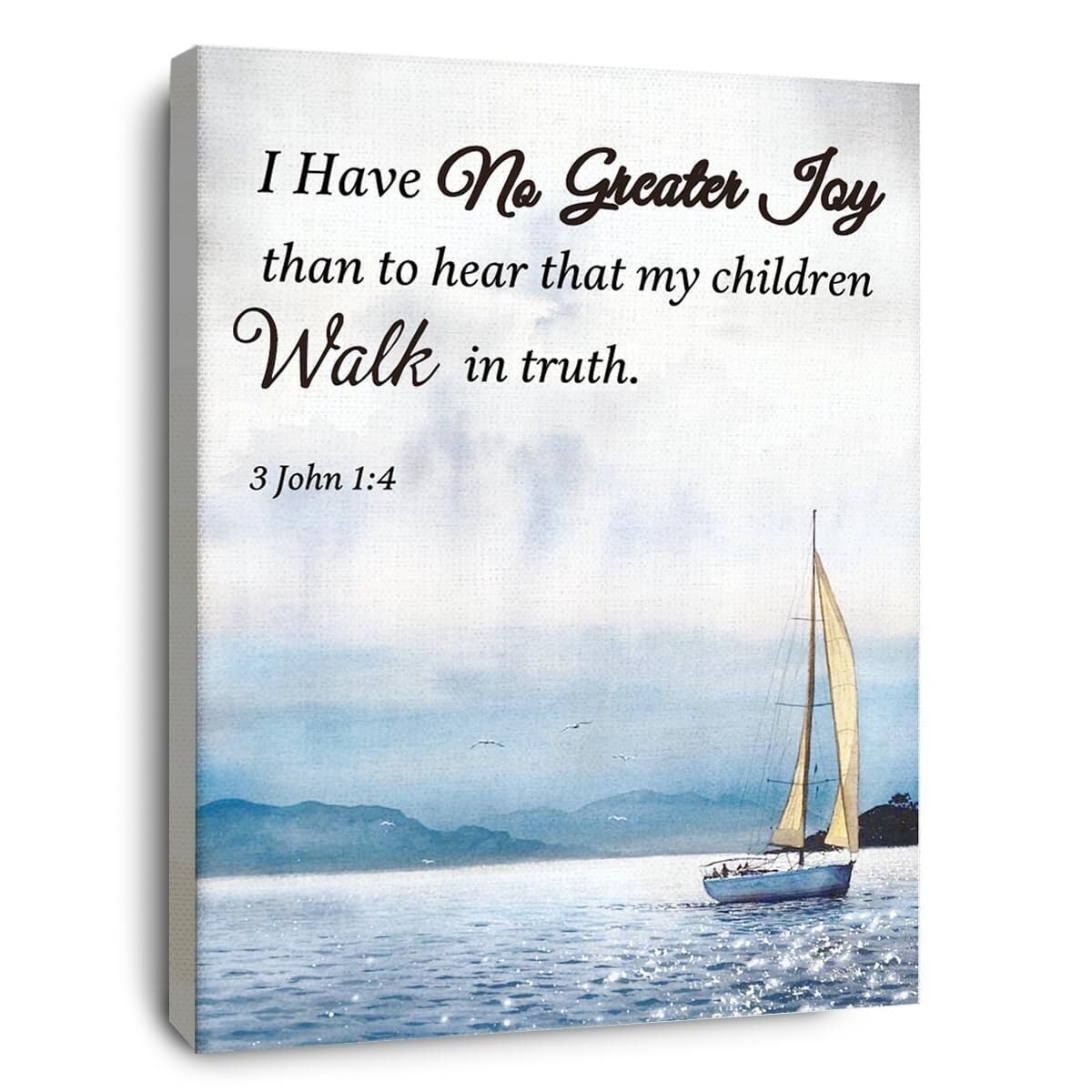 SSOPTMCB Christian Bible Verse Canvas Art - 3 John 1:4 I Have No Greater Joy Print, Spiritual Wall Decor for Home Bedroom Church with Inspirational Scripture Quotes(Framed,16x24inch(40x60cm))