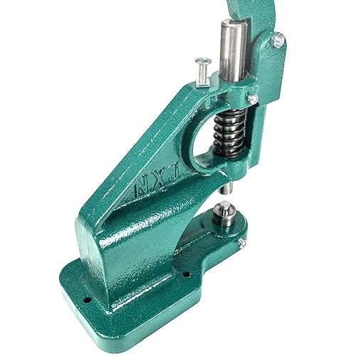 Miniatura 2 de QWORK - Kit de herramientas de perforación de máquina con ojales resistentes para prensa a mano con 3 troqueles y 1500 ojales plateados