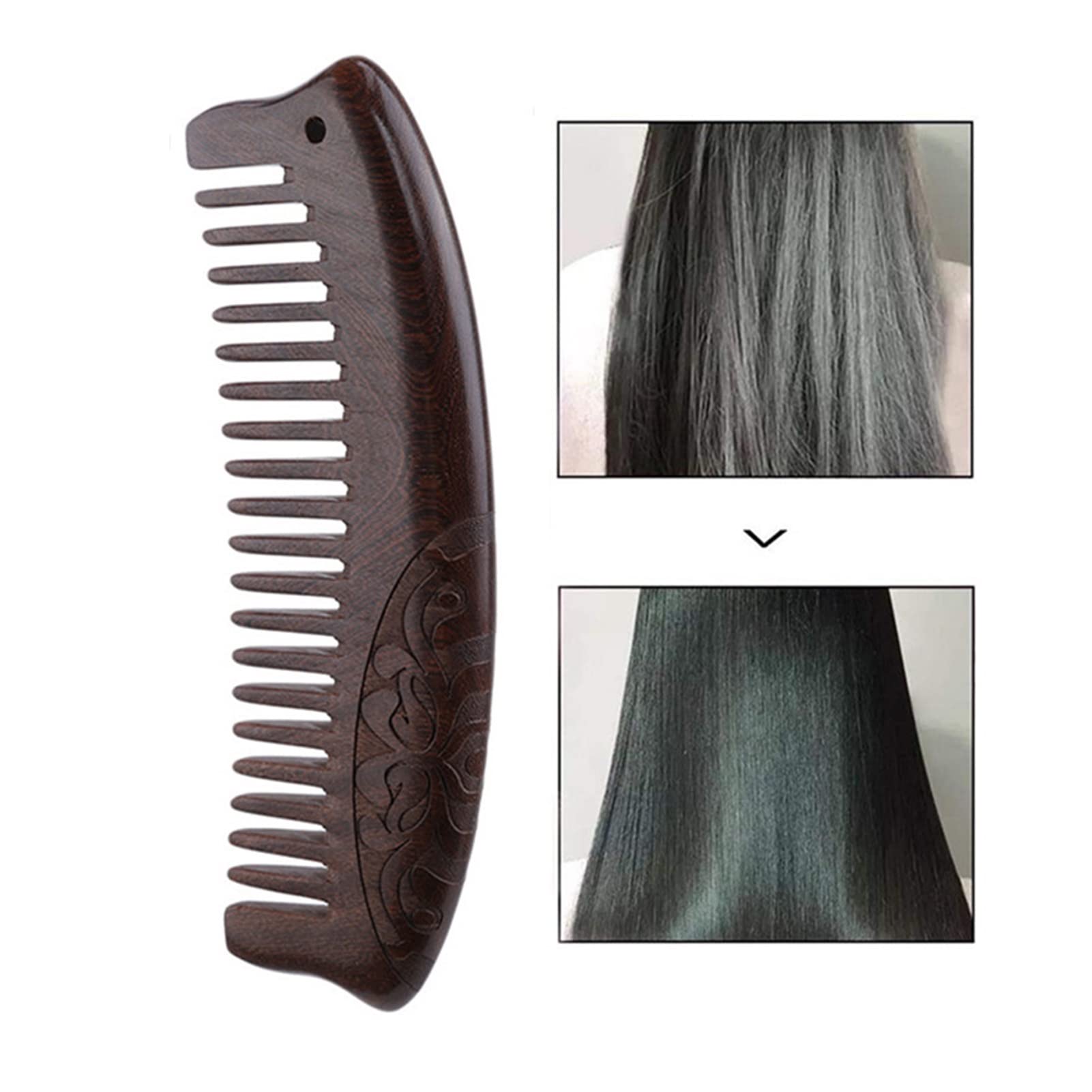 1 PC Peine Peine peinador de Madera Peine de sándalo Natural peines Dientes de Madera Peine súper Ancho Bard Bard barbero (Color : Brown)